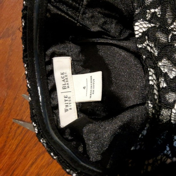 WHITE HOUSE BLACK MARKET Black Taffeta & Lace Halter Dress, Fully-Lined; 4 - Picture 3 of 5